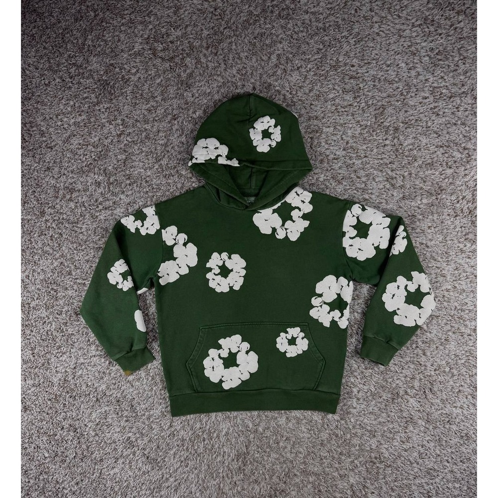 Denim Tears The Cotton Wreath Hoodie Green White Men's Size Small